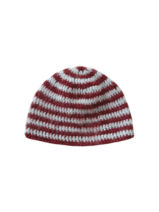 Cranberry Mohair Skull Beanie