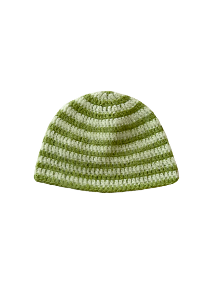 Matcha Creme Mohair Skull Beanie
